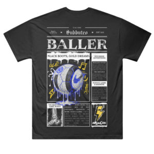 BLACK BOOTS, GOLD DREAMS – Oversized Graphic T-Shirt (Black)