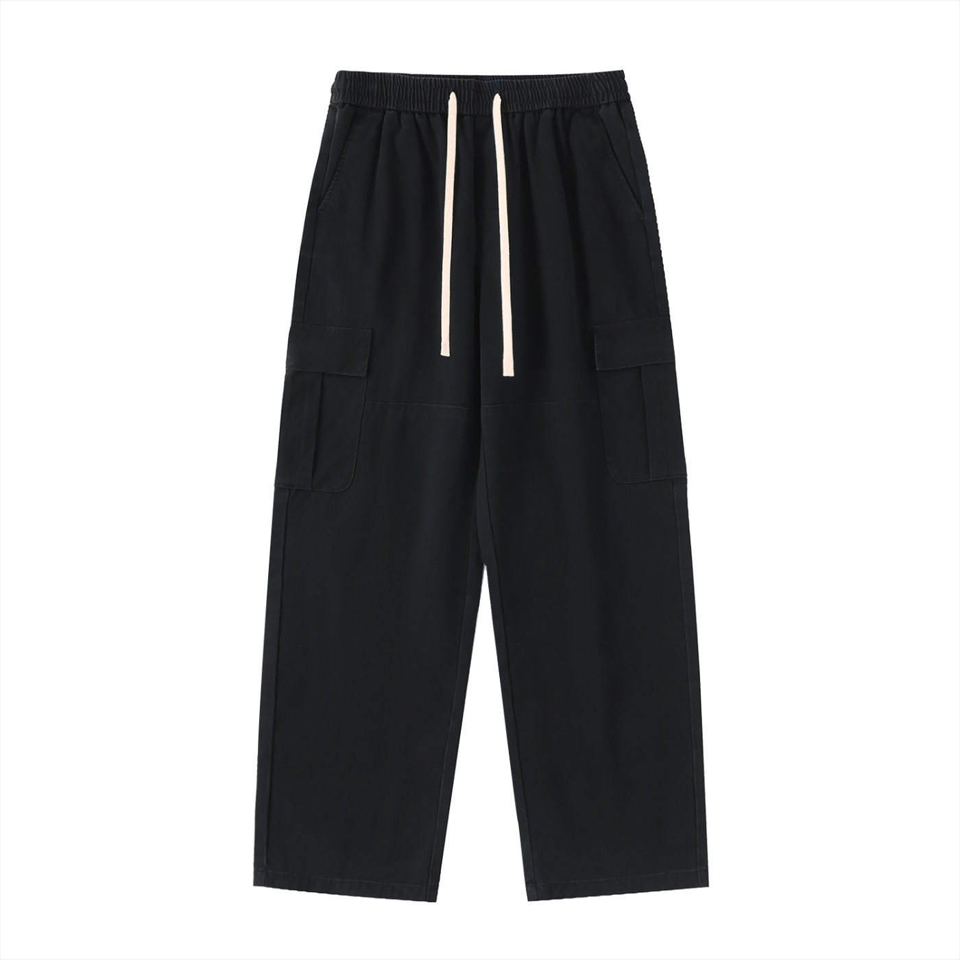 Drawstring Waist Straight-Leg Cargo Pants